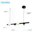 Load image into Gallery viewer, Matte Black, 4-Lights, LED Linear Chandeliers,  40W, 3000K, Pendant Mounting, Dimmable