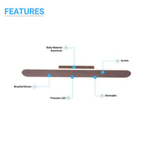 Load image into Gallery viewer, LED Wall Sconce with Brushed brown Body Finish, 26W, 3000K, 1300LM, Dimmable, Aluminum Body Material