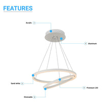 Load image into Gallery viewer, 2-Ring, Circular LED Chandelier, 60W, 3000K, 2800LM, Dimmable, 3 Years Warranty