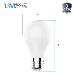 A19 Dimmable LED Light Bulb, 9.8W, ENERGY STAR, 3000K (Soft White), 800 Lumens, (E26)