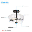 Load image into Gallery viewer, 2-Lights Semi-Flush Mount Ceiling Lights, E26 Base, Round, UL Listed for Damp Location, 3 Years Warranty