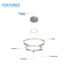 Load image into Gallery viewer, 2-Ring, Modern LED Chandelier, 78W, 120V, 3000K, 3985LM, Dimmable