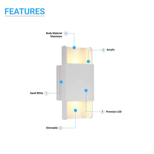 Indoor Wall Sconces, 11W, 3000K (Warm White), CRI: 80+, Dimmable. Living Room Wall Lighting
