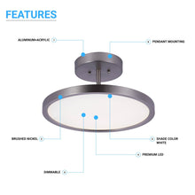 Load image into Gallery viewer, LED Semi-Flush Mount Light, 28W, 1950 Lumens, Dimmable, Round Close To Ceiling Lights