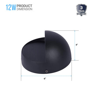 12W, Decorative Outdoor Bulkhead Light, Dimmable, ETL Listed, Frosted Glass Shade, Wet Location, 3000K/5000K, Black