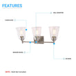 Load image into Gallery viewer, Flared Shape Vanity Lights with Clear Glass Shade, E26 Base, UL Listed for Damp Location, 3 Years Warranty