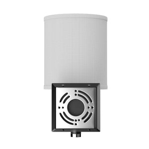 Bedside Wall Lamp Light with LED Reading Wall Light, 1 USB, 2 Switches, 1 Power Outlet, Black Finish and White Fabric Shade