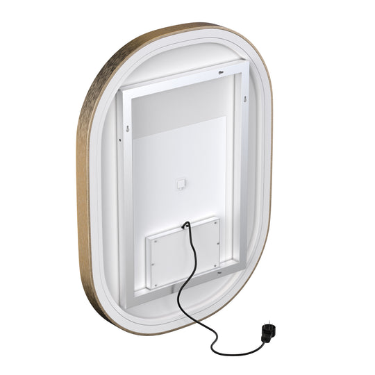 24 X 36 Inch LED Lighted Bathroom Mirror with Gold Frame, Touch Sensor Switch and CCT Remembrance, Evo Style