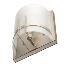 Load image into Gallery viewer, 1-Light Wall Sconce, Brushed Nickel Finish with White Glass Shade, Arc Shape