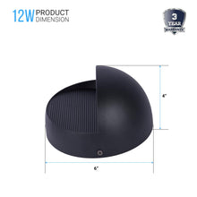 Load image into Gallery viewer, 12W, Decorative Outdoor Bulkhead Light, Dimmable, ETL Listed, Frosted Glass Shade, Wet Location, 3000K/5000K, Black