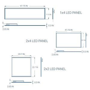 2X2 LED Flat Panel Light, 40 Watt, 6500K Daylight, AC100-277V, Dimmable, 5000 Lumens, LED Drop Ceiling Lights(4-Pack)