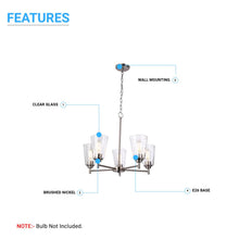 Load image into Gallery viewer, Flared Shape Chandelier Lighting Fixture with Clear Glass Shades, E26 Base, UL Listed for Damp Location, 3 Years Warranty