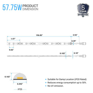 2835 White LED Strip Light High-CRI - 12V - IP20 - 278 Lumens/ft with Driver and Controller (KIT)