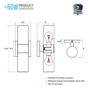 2-Lights Wall Sconce with White Glass Shades, Brushed Brass Finish