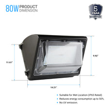Load image into Gallery viewer, LED Wall Pack 80W 5700K Forward Throw 10,173 Lumens