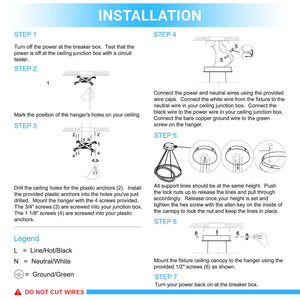 2-Ring, Circular LED Chandelier, 60W, 3000K, 2800LM, Dimmable, 3 Years Warranty