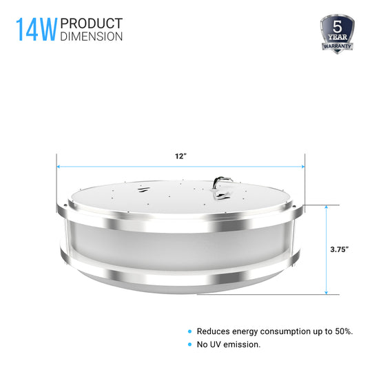 LED Double Ring 12in. Flush Mount - 14 Watt - Dimmable - 3000K - 1100 Lumens Brushed Nickel