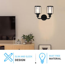 Load image into Gallery viewer, Birdcage Shape Vanity Light Fixture, Matte Black with Clear Glass Shade, E26 Base, For Damp Locations