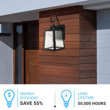Load image into Gallery viewer, 12W LED Outdoor Wall Lantern Fixture with Water Glass Shade, 4000K (Cool White), Dimmable, ETL Listed