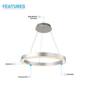 Modern Round Chandeliers with unique design Shade, 49W, 3000K, 2450LM, Dimmable, Pendant Mounting, CRI: 80+, Aluminum Body Finish