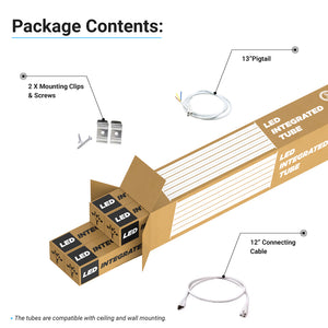 T8 4ft LED Tube 22W V Shape Integrated 2 Row 6500k Clear