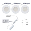 Load image into Gallery viewer, Magnetic LED Puck Light, CRI90, 3-Piece Kit With 12V Adaptor &amp; Touch Dimmer, 2.2W Each, 450 Lumens, White Trim (Changeable Trim-Sold Separately)