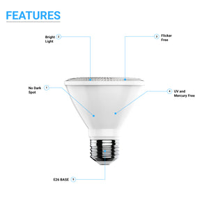 LED Bulb - PAR30 Short Neck - 5000K - Day Light White -12 Watt - 75 Watt Equivalent High CRI 90+