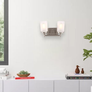 Cylinder Shape Bathroom Vanity Lights with Frosted Glass Shades, E26 Base, UL Listed for Damp Location, 3 Years Warranty