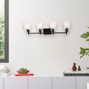 Flared Shape Vanity Lights with Clear Glass Shade, E26 Base, UL Listed for Damp Location, 3 Years Warranty