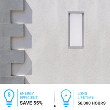 Load image into Gallery viewer, 20W Modern LED Outdoor Wall Sconce Light 5000K 600LM White Acrylic Shade, 120-277V Non-Dimmable, ETL Listed, Wet Location, Painted Silver Finish