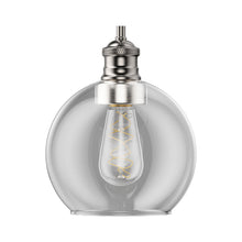 Load image into Gallery viewer, 1-Light Clear Glass Pendant Lighting Fixture with Brushed Nickel Finish, E26 Base, UL Listed for Damp Location