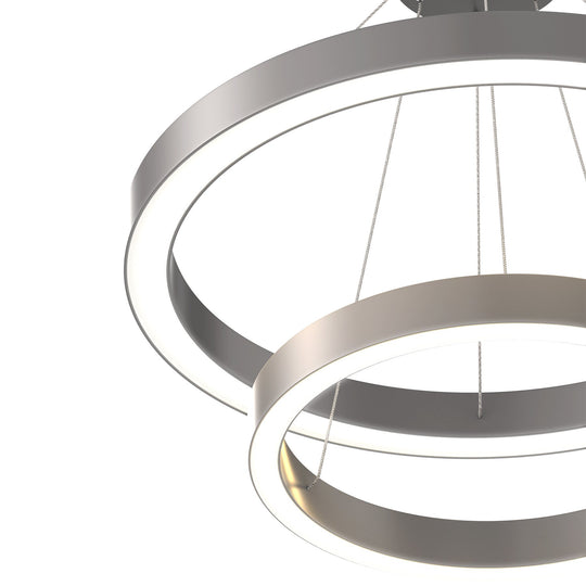 Modern - Double Ring Chandelier With Unique Shade, 115W, 3000K, 5750LM, Dimmable, Pendant Mounting, Aluminum Body Finish