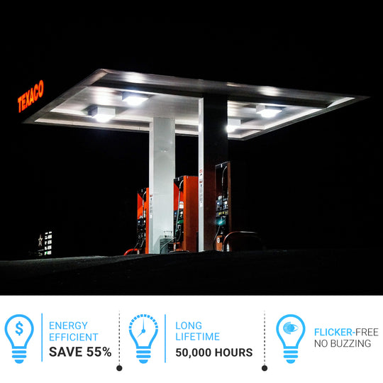 150W Gas Station LED Canopy Light, 15600 Lumens, 5700K, DLC Approved