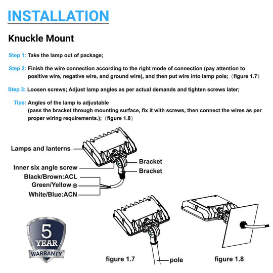 30W Knuckle Mount Outdoor LED Flood Light, 105 Watt Replacement, 5700K, Bronze, IP65 Waterproof