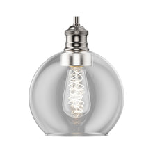 Load image into Gallery viewer, 1-Light Clear Glass Pendant Lighting Fixture with Brushed Nickel Finish, E26 Base, UL Listed for Damp Location