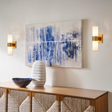 Load image into Gallery viewer, 2-Lights Wall Sconce with White Glass Shades, Brushed Brass Finish