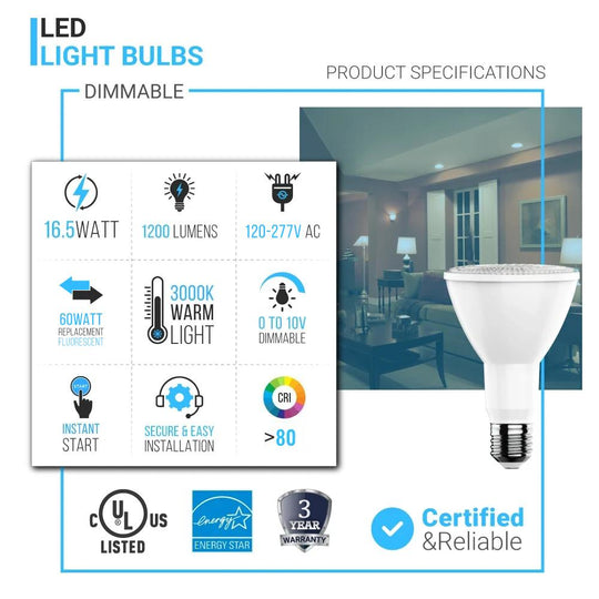 LED PAR38 - 16.5 Watt 3000K - 1200LM High CRI 90+