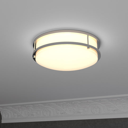 LED Double Ring 12in. Flush Mount - 14 Watt - Dimmable - 3000K - 1100 Lumens Brushed Nickel