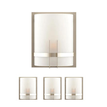 Load image into Gallery viewer, 1-Light Wall Sconce, Brushed Nickel Finish with White Glass Shade, Arc Shape