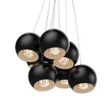 Load image into Gallery viewer, 7-Light Black Iron Globe Pendant Chandelier Fixture for Living Room, Bedroom, Dining Room, Office