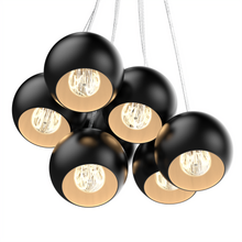 Load image into Gallery viewer, 7-Light Black Iron Globe Pendant Chandelier Fixture for Living Room, Bedroom, Dining Room, Office