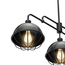 Load image into Gallery viewer, 3-Light Island Linear Chandelier Fixture, Iron Black Finish, E26 Base, Dome Shade