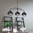Load image into Gallery viewer, 3-Light Island Linear Chandelier Fixture, Iron Black Finish, E26 Base, Dome Shade