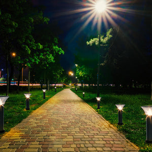 Solar LED Pathway Bollard Light, 1.5W, 220LM, CCT Changeable: Warm White/Cool White, IP65 Waterproof, Auto ON/Off