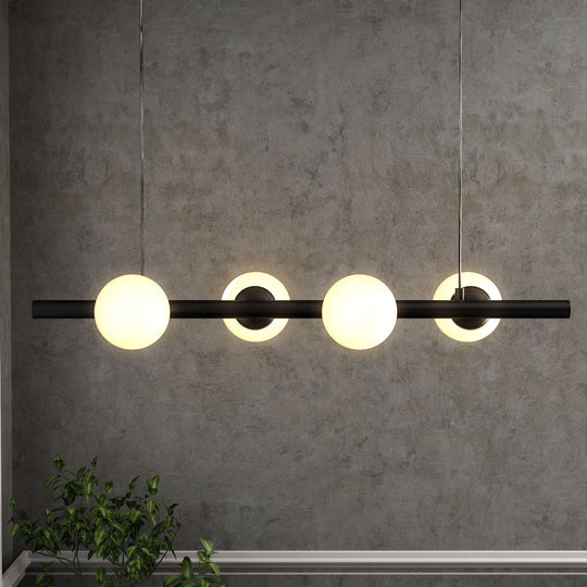 Matte Black, 4-Lights, LED Linear Chandeliers,  40W, 3000K, Pendant Mounting, Dimmable