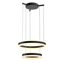 Load image into Gallery viewer, 2-Ring, Unique LED Circular Chandelier, 112W, 3000K-6500K, 5600LM, Dimmable, Sand Black Body Finish