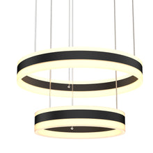 Load image into Gallery viewer, 2-Ring, Unique LED Circular Chandelier, 112W, 3000K-6500K, 5600LM, Dimmable, Sand Black Body Finish