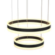 Load image into Gallery viewer, 2-Ring, Unique LED Circular Chandelier, 112W, 3000K-6500K, 5600LM, Dimmable, Sand Black Body Finish