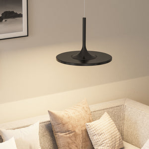 Round Plate Pendant Light, 41W, 3000K, 2225LM, Diameter 17.3" x 55"H, Dimmable, Pendant Mounting