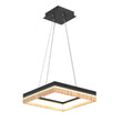 Load image into Gallery viewer, Square Metal and Wood Chandelier Light, 35W, 3000K (Warm White), 836 Lumens, Dimmable, Matte Black + Wood Body Finish
